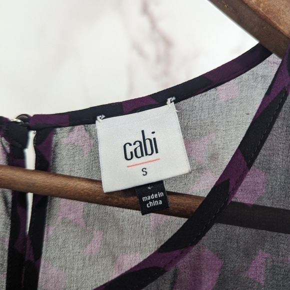 Cabi Dress Womens Small Purple Black Tank Blouson Chiffon Going Out Print 3876 - Picture 3 of 10